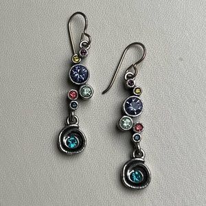 Patricia Locke sterling silver drop earrings with Swarovski crystal stones.